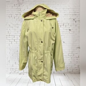 Lize  Claiborne Rain Hooded Coat Jacket Spring Green Cell Phone Pocket